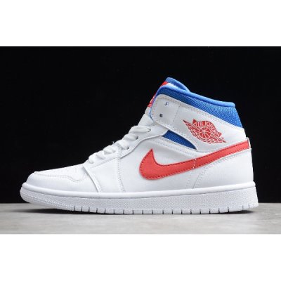 Nike Air Jordan 1 Mid Beyaz / Kırmızı / Kraliyet Mavisi Basketbol Ayakkabısı Türkiye - 33X3ABF2